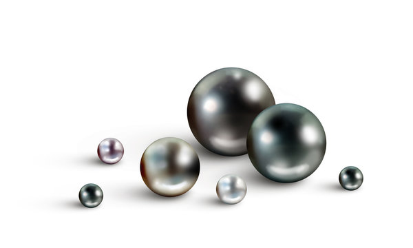 Tahitian pearls on white background