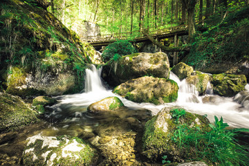 beautiful waterfall in lower Austria during spring on a sunny day