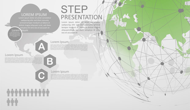 infographic Template for diagram gobal network connection. world map point Internet of Things, Computing Design technology Background