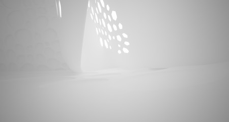 Naklejka premium White smooth abstract architectural background. Night view with illumination. 3D illustration and rendering