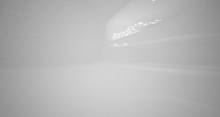 White smooth abstract architectural background. Night view with illumination. 3D illustration and rendering