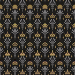 Art deco style.  Dark seamless pattern. Vector image