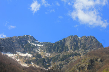 panorama of mountain range in Spring