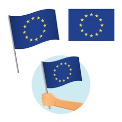 Europe EU flag in hand