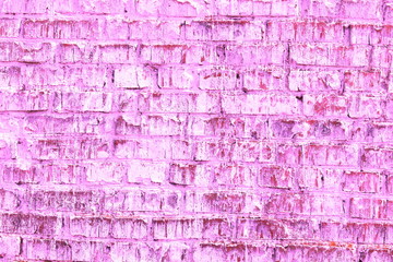 Unusual bright saturated abstract purple background from old brick wall in retro style