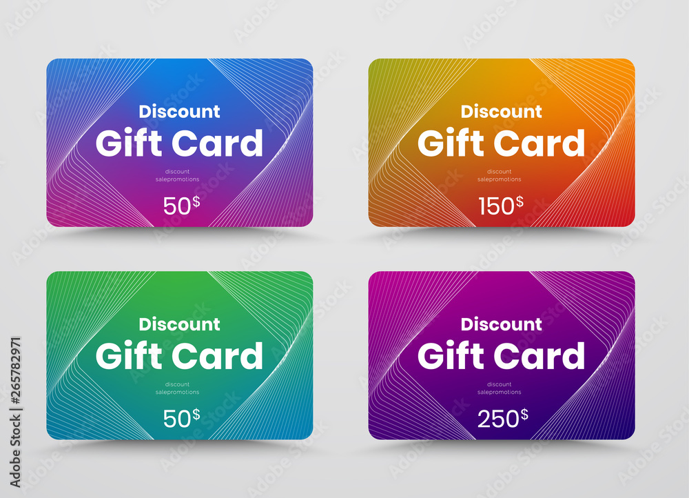 Poster Template vector gift card with color gradient and intersecting abstract lines.