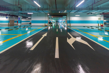 Underground parking and ceiling piping systems.