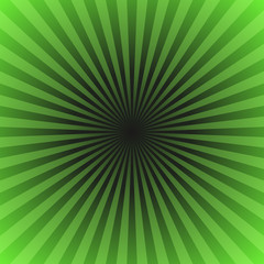 Obraz premium Green gradient ray burst background - vector graphic from radial rays