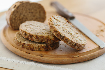 Fresh tasty wheat wholegrain brown bread