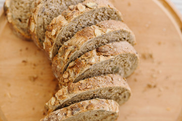 Fresh tasty wheat wholegrain brown bread