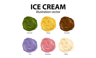 set of flavour ice cream illustration vector