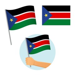 South Sudan flag in hand