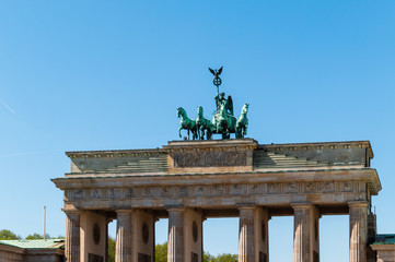 Brandenburg gate landmark of Berlin with blue sky background