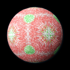 Artfully designed and colorful ball, 3D illustration on black background