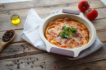 Baked Omelet with Bacon and Cheese