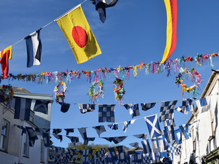 Bunting on May Day Padstow