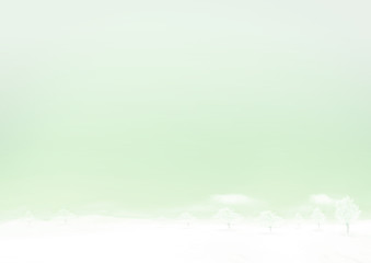 pastel green sky and snow floor  in winter horizontal paper background