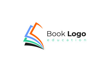 Open Book Logo Education Flat Vector Design