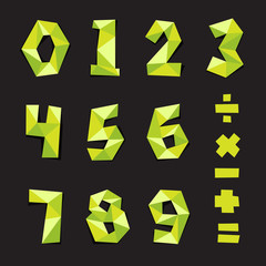 Vector set of numbers. Polygon number alphabet colorful font style.