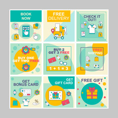 Online shopping social media posts mockups pack