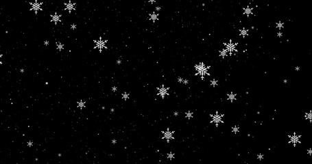 White snowflakes on the black Christmas background. 3D render image - 265791950