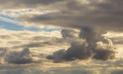 Clouds in the sky at sunset as a background