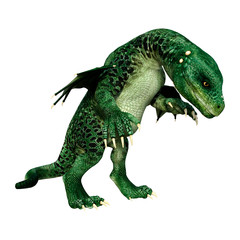 3D Rendering Fairy Tale Dragon on White