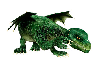 3D Rendering Fairy Tale Dragon on White