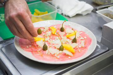 sliced beef dish salad