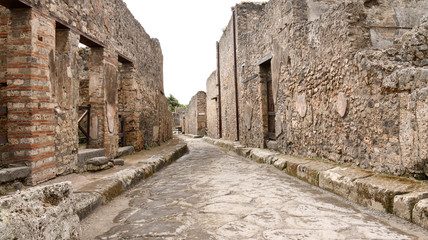 The famous antique site of Pompeii, near Naples general view brick street