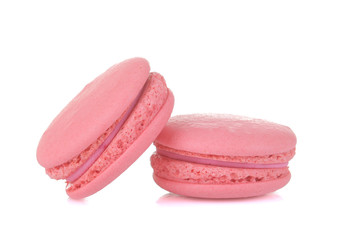 Macarons. french multicolored macaroons cakes. Small french sweet cake on white isolated background. Dessert. Sweets.