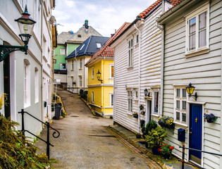 Fototapeta na wymiar Traditional houses in the old town of Bergen, Norway. Bergen is the second largest city in Norway.