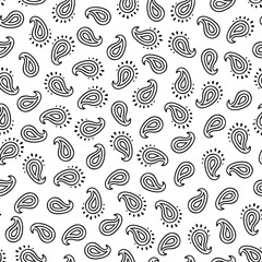 Black and white paisley seamless pattern.