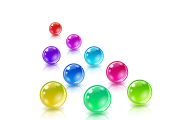 Three balls of different colors on a white background. Gradient mesh not used