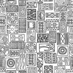 Seamless tribal pattern. Ethnic drawings on a white background.