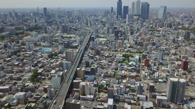 Nishi district. Nishi-ku is one of 18 parishes of the city of Yokohama in Kanagawa Prefecture, Japan. (aerial photography)