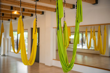fly yoga yellow and green hammocks 