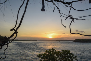 Sunset on lake Guaraira near Pipa, Brazil