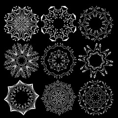 Beautiful ornamental rosettes set. For ethnic or tattoo design.