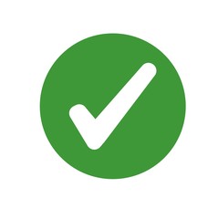Flat icon check mark isolated on green circle. Vector illustration.