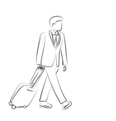 Businessman with suitcase ready for business trip Design.
