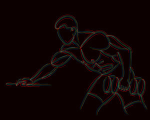 Athletic men pumping up back muscles workout gym bodybuilding - Line Art Design Vector Illustration.