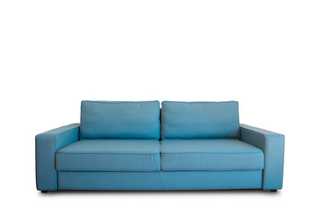 Modern blue sofa isolated on white background