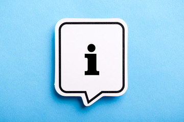 Information Sign Speech Bubble Isolated On Blue Background