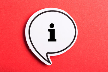 Information Sign Speech Bubble Isolated On Red Background