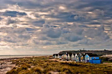 Hengistbury Head beach huts near Bournemouth Dorset England