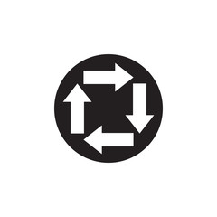 Arrows in a circle on the rounded icon. Vector illustration in style flat. Designed for web and software interfaces.