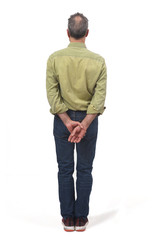 Naklejka premium rear view of a man on white