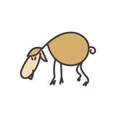 Cute cartoon vector sheep on the meadow. Funny lamb. Vector EPS10.