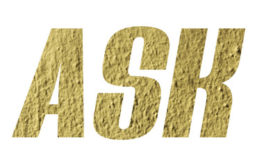 ASK word with yellow wall on white background